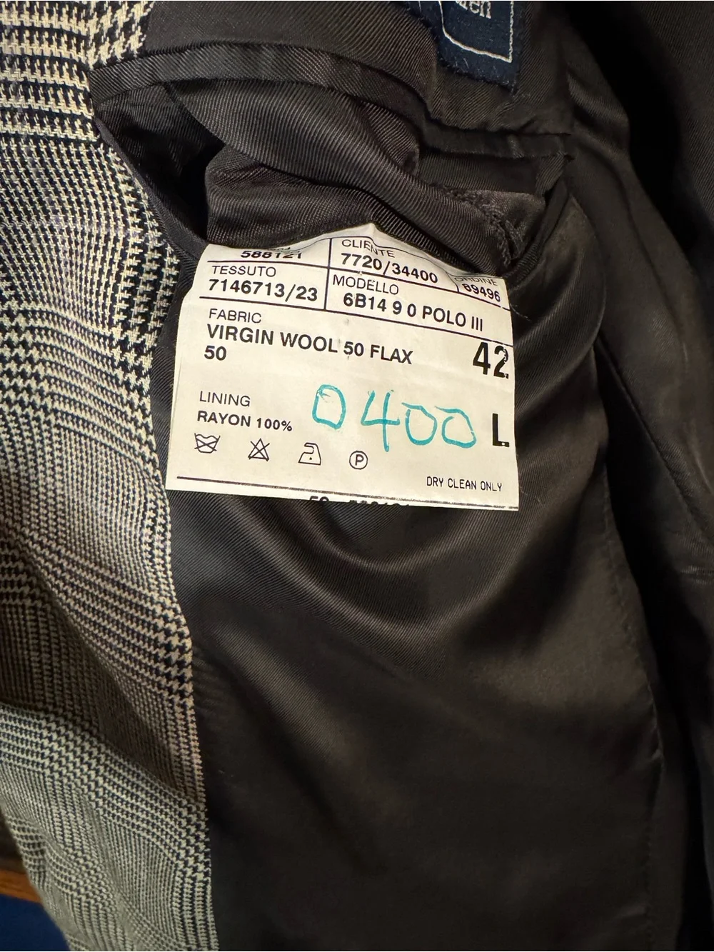 Polo by Ralph Lauren Glen Plaid Sport Coat in White/Black Wool & Flax 42L READ - Picture 7 of 16